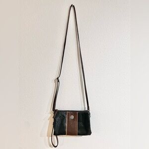 Stone Mountain Black and Brown Wrinkled Leather Crossbody Bag